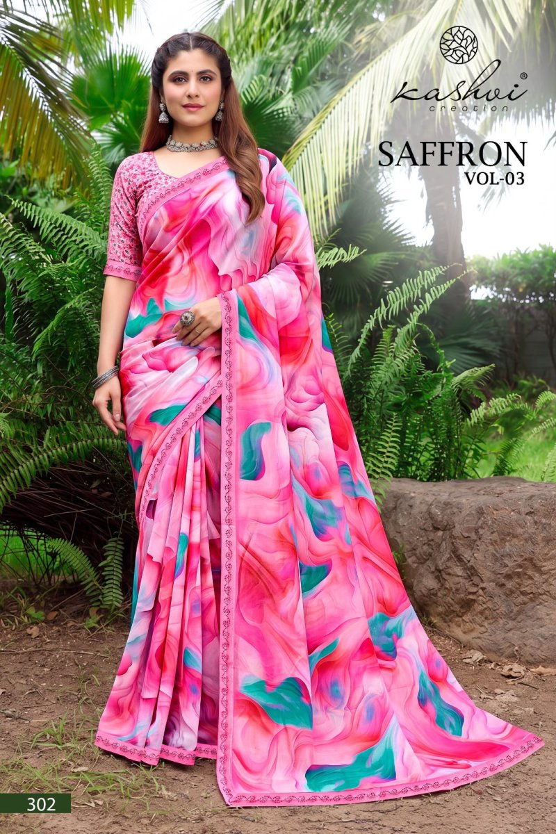 Saffron Vol 3 By Kashvi Raga Weightless Swarovski Saree 
